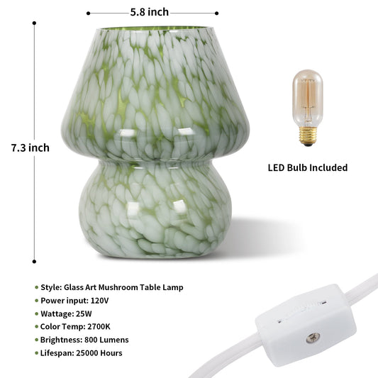 Green Art Glass Gourd Table Lamp Nightlight and Reading Lamp