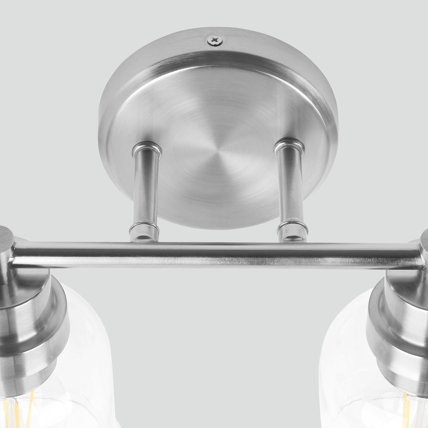 One with Two Wall Lights Stainless Steel Base Frame Glass Shade
