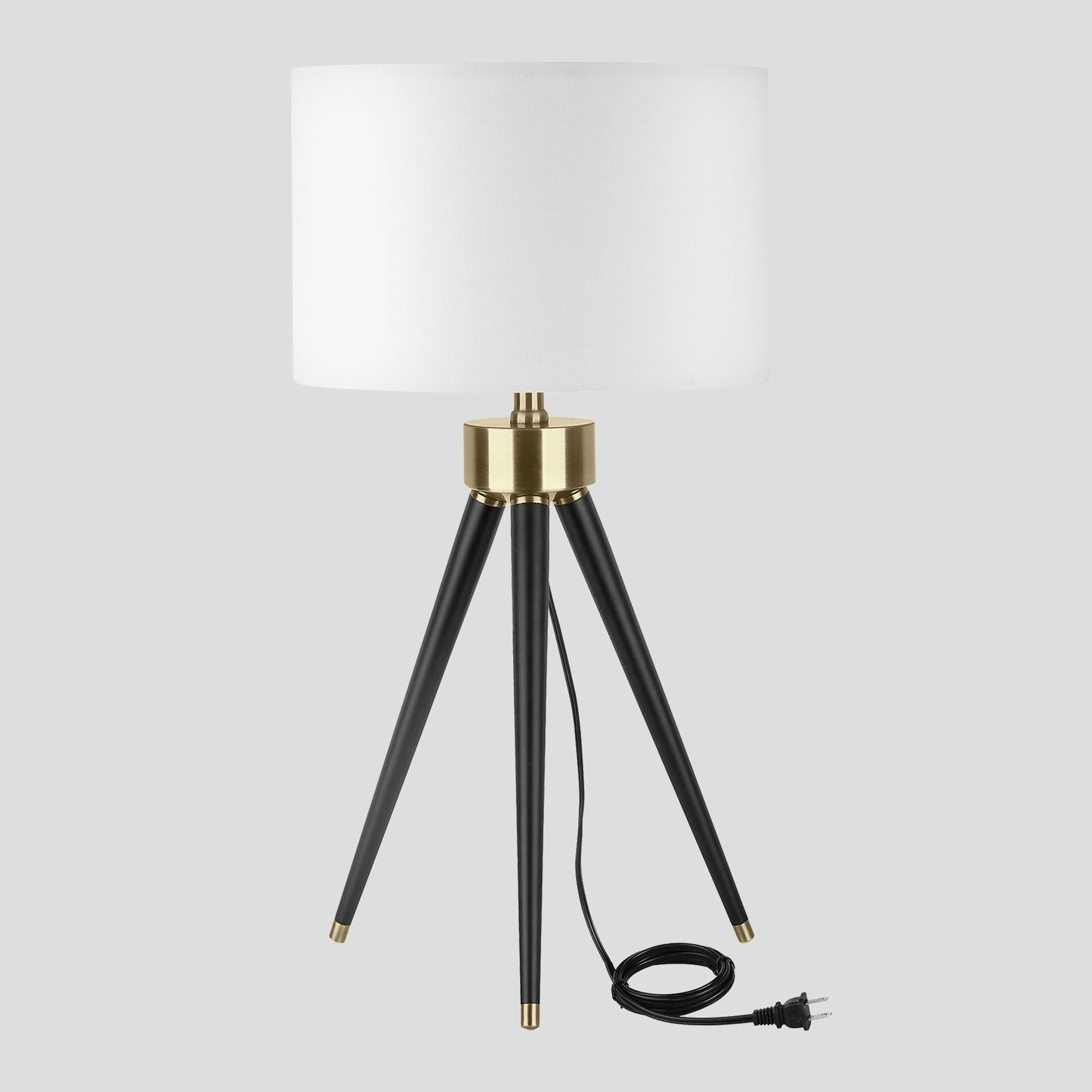 Cinkeda Table Lamp Black Metal Tripod Drum Shade 3-Way Touch Dimming(Set of 2)
