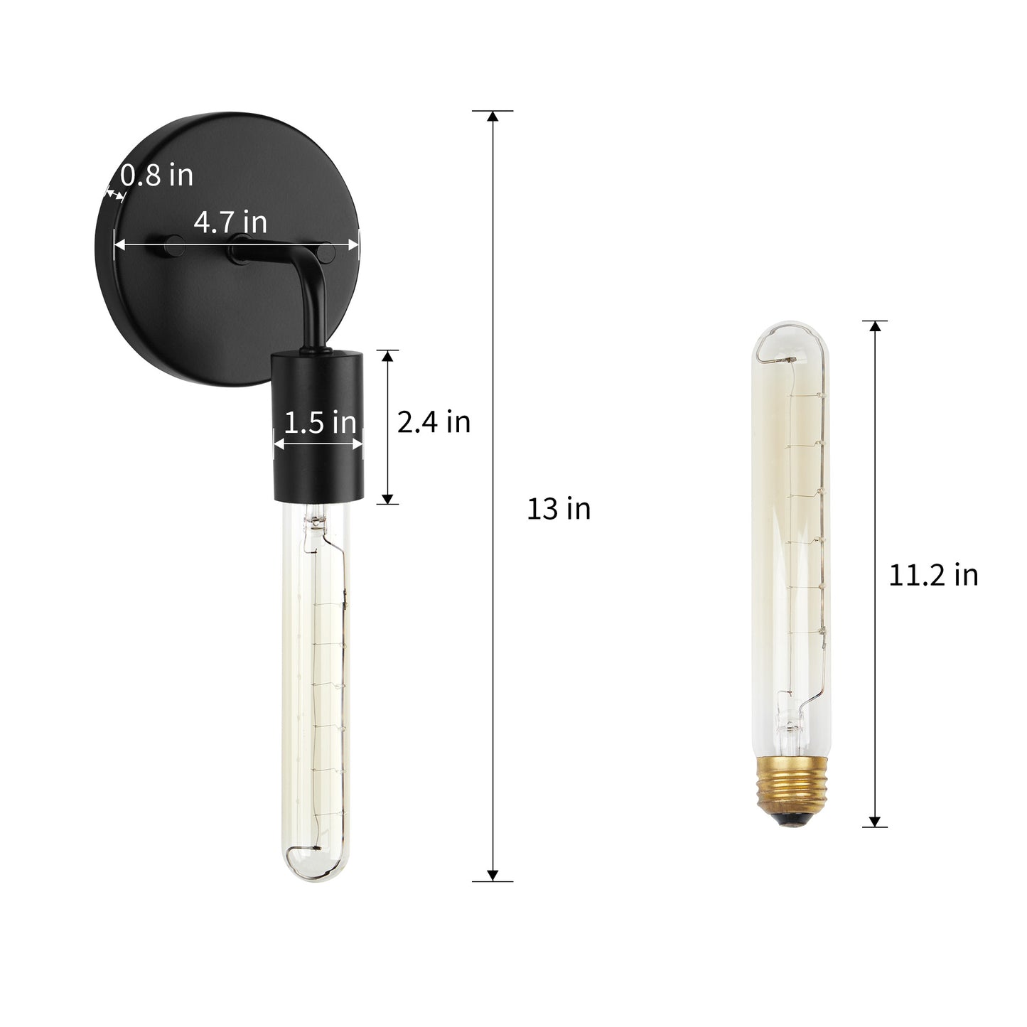 Wall Sconces Black Metal Matte Base without Shade