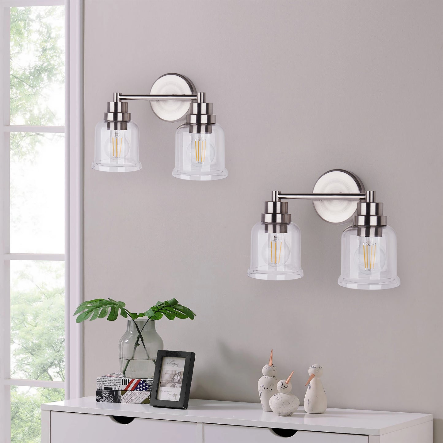 Single Wall Lights Stainless Steel Base Frame Glass Shade