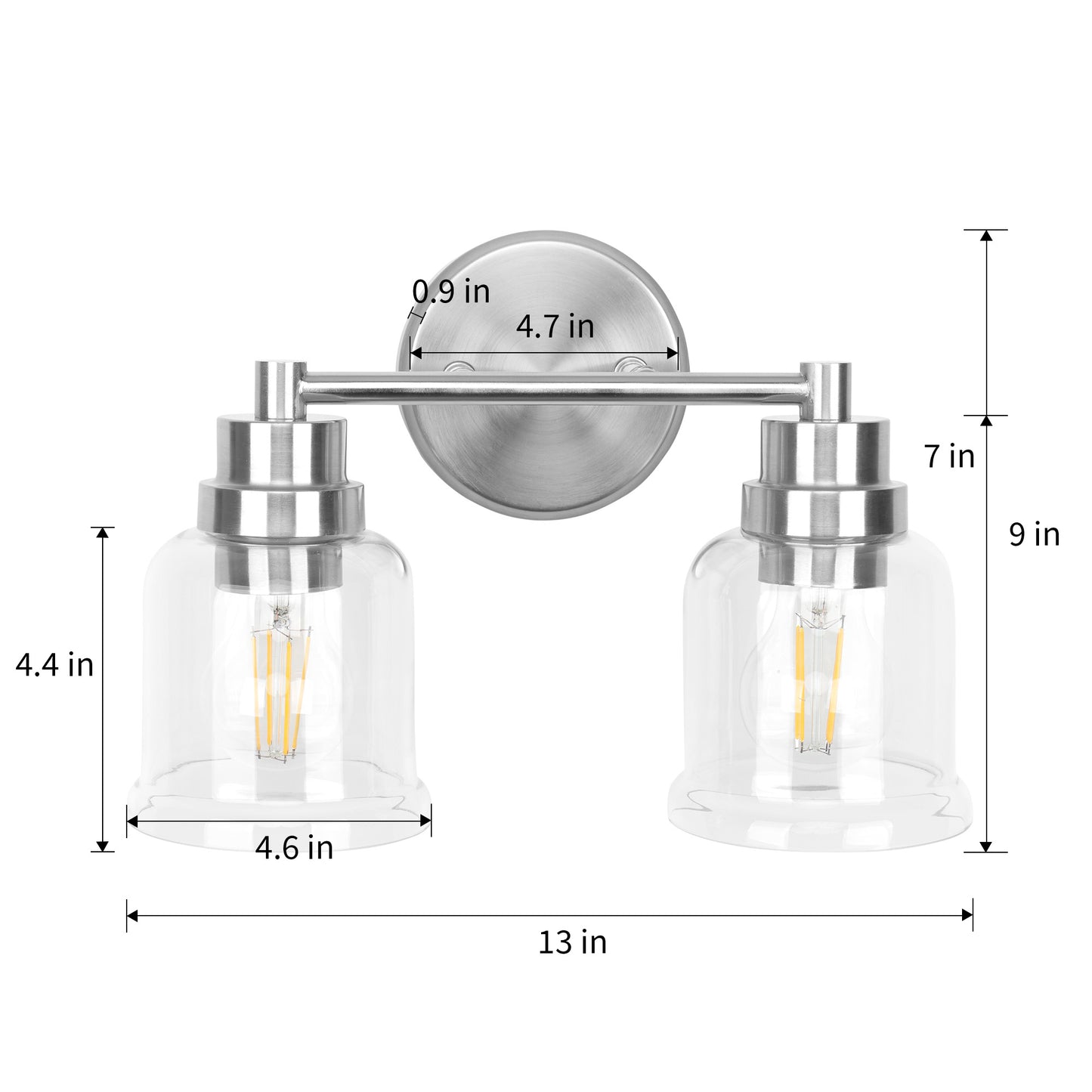 Single Wall Lights Stainless Steel Base Frame Glass Shade