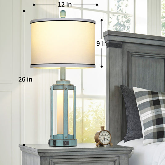 Blue Roman Pillar Mother Night Lamp (Set of 2)