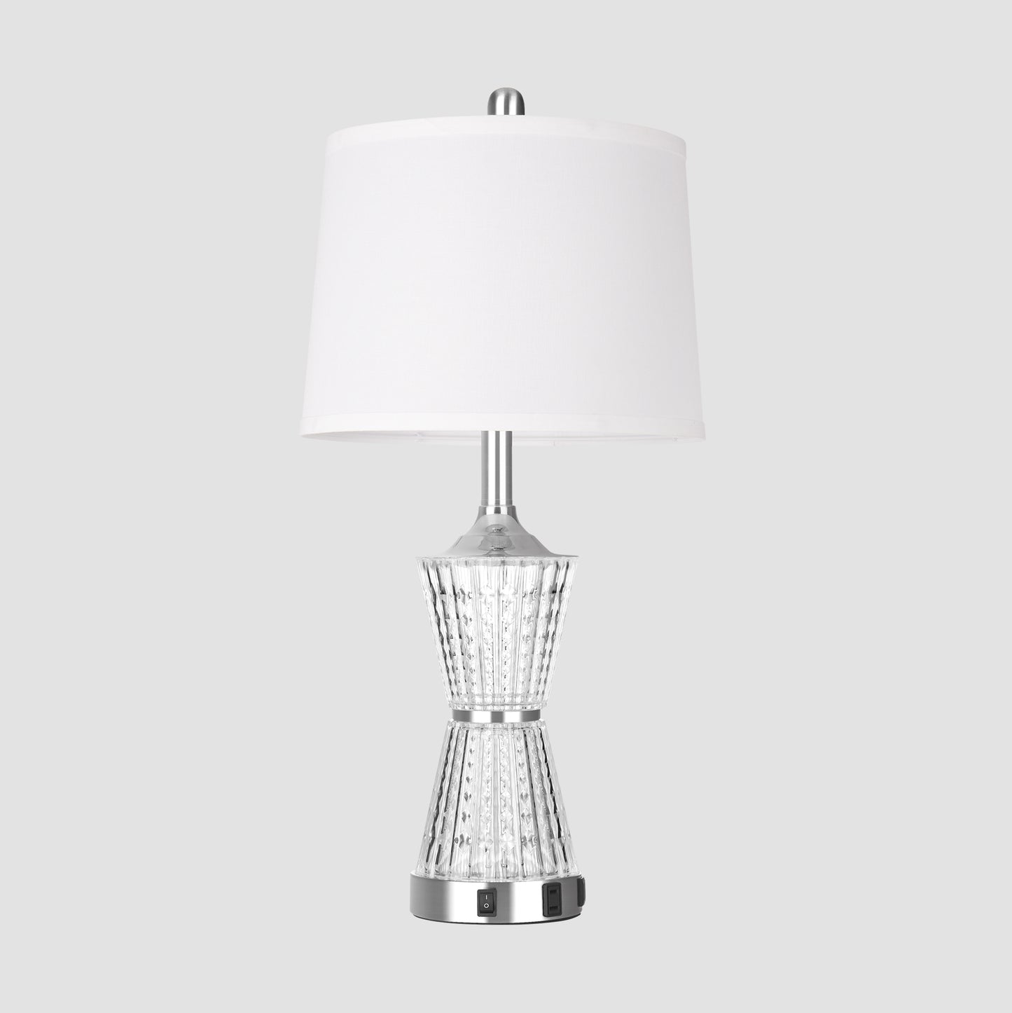 Cinkeda Table Lamp White Acrylic Night light 2in1 USB Ports(Set of 2)