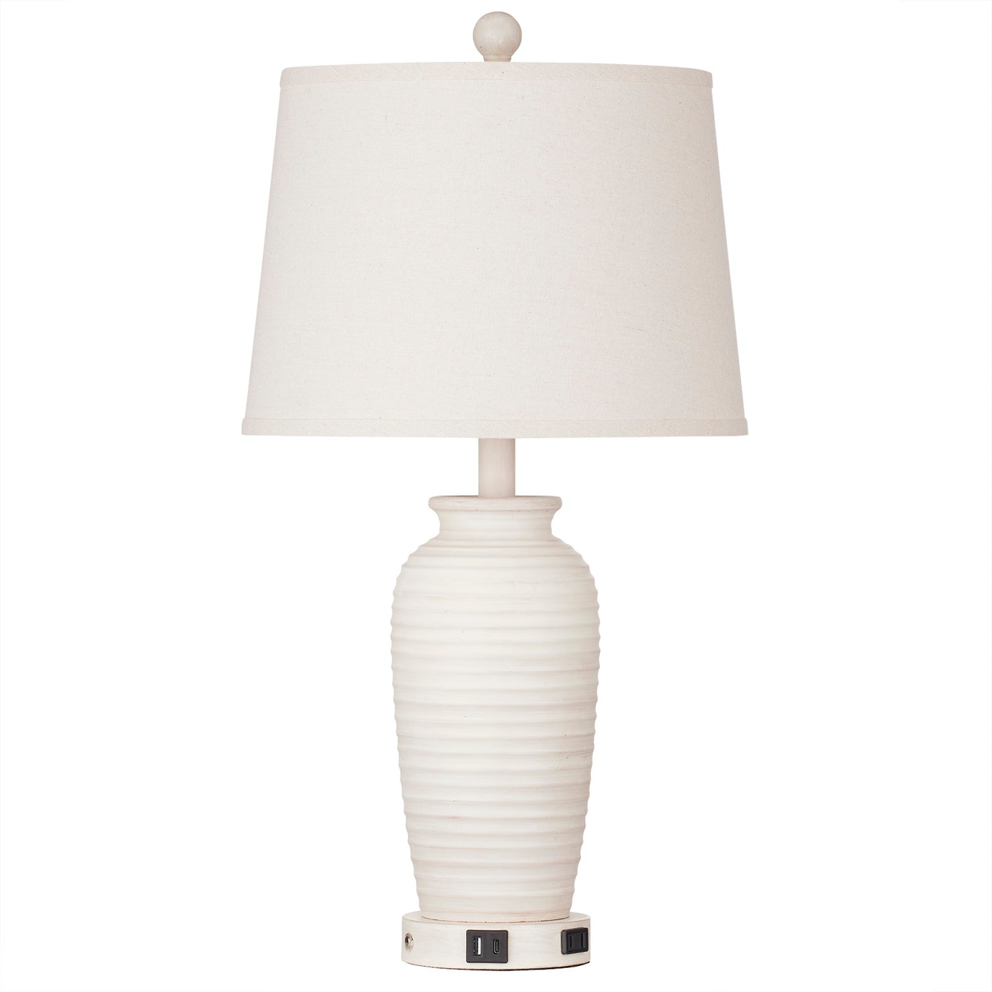 Resin Table Lamps with 3 - Way Touch Dimming, USB Ports and AC Outlet (Set of 2)