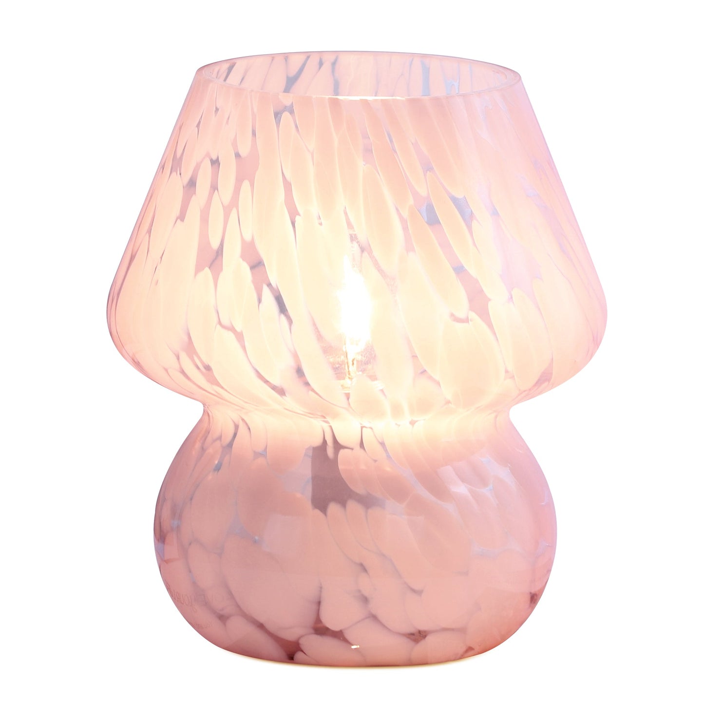 Dot Mushroom Style Pink Ripple Glass Table Lamp with In-line Switch