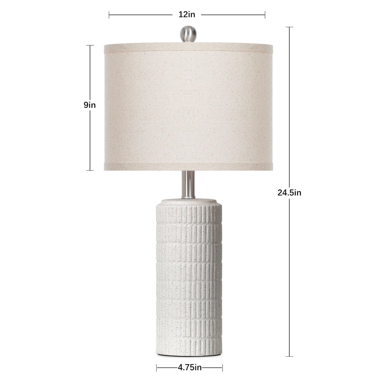 Bedside Milk-white Ceramic Cylinder Table Lamps White Shade LED Bulbs (Set of 2)