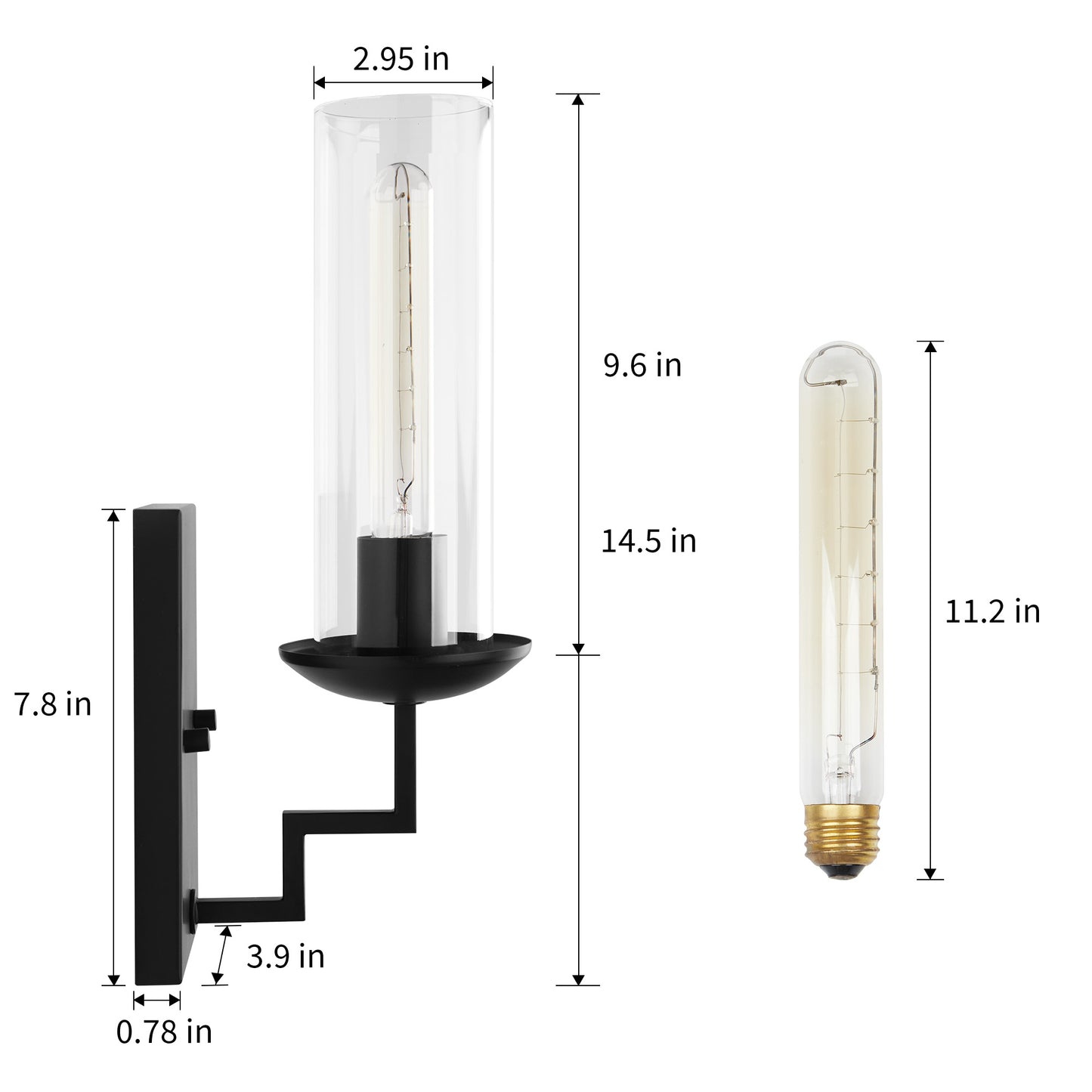 Wall Sconces Black Base Cylinder Glass Shade