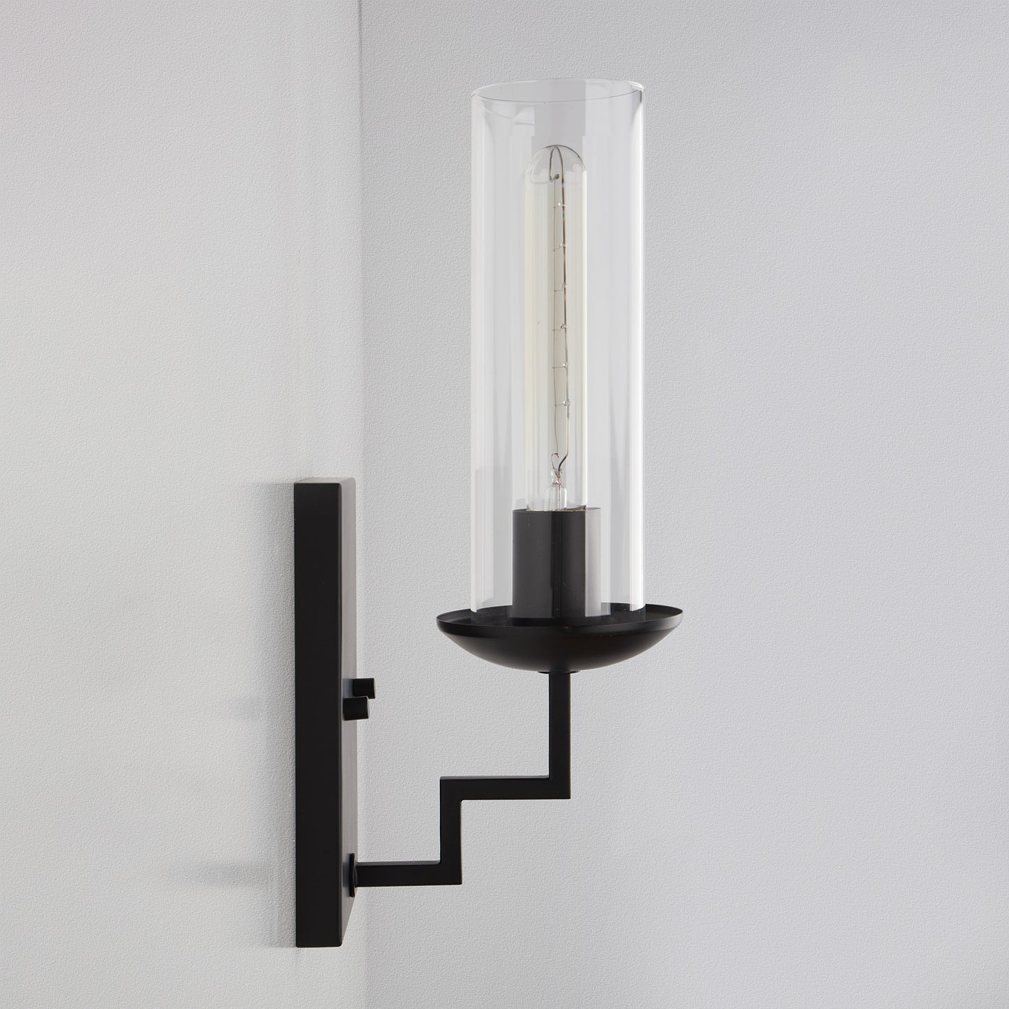 Wall Sconces Black Base Cylinder Glass Shade