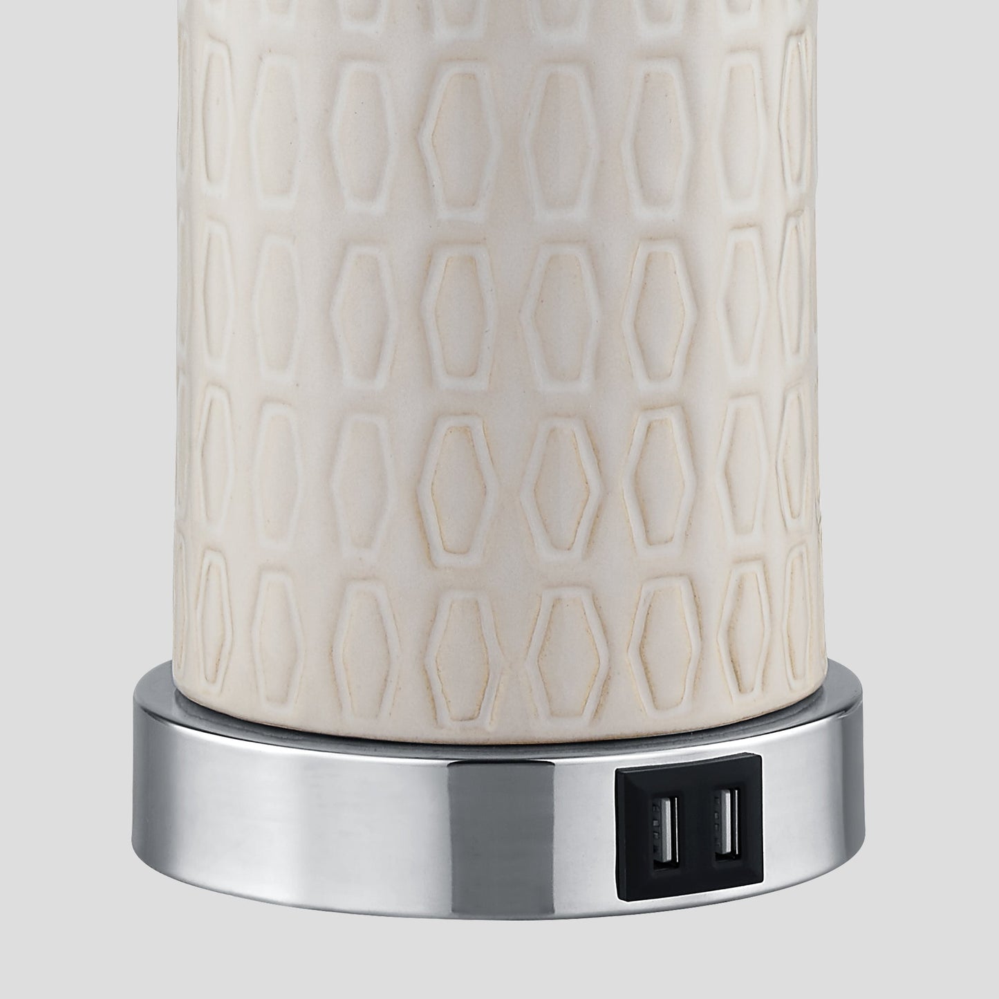 Table Lamps White Ceramic Touch Dimming USB Port AC Outlet(Set of 2)