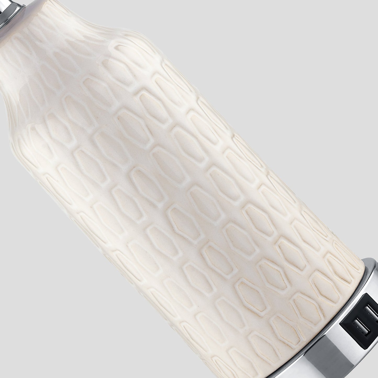 Table Lamps White Ceramic Touch Dimming USB Port AC Outlet(Set of 2)