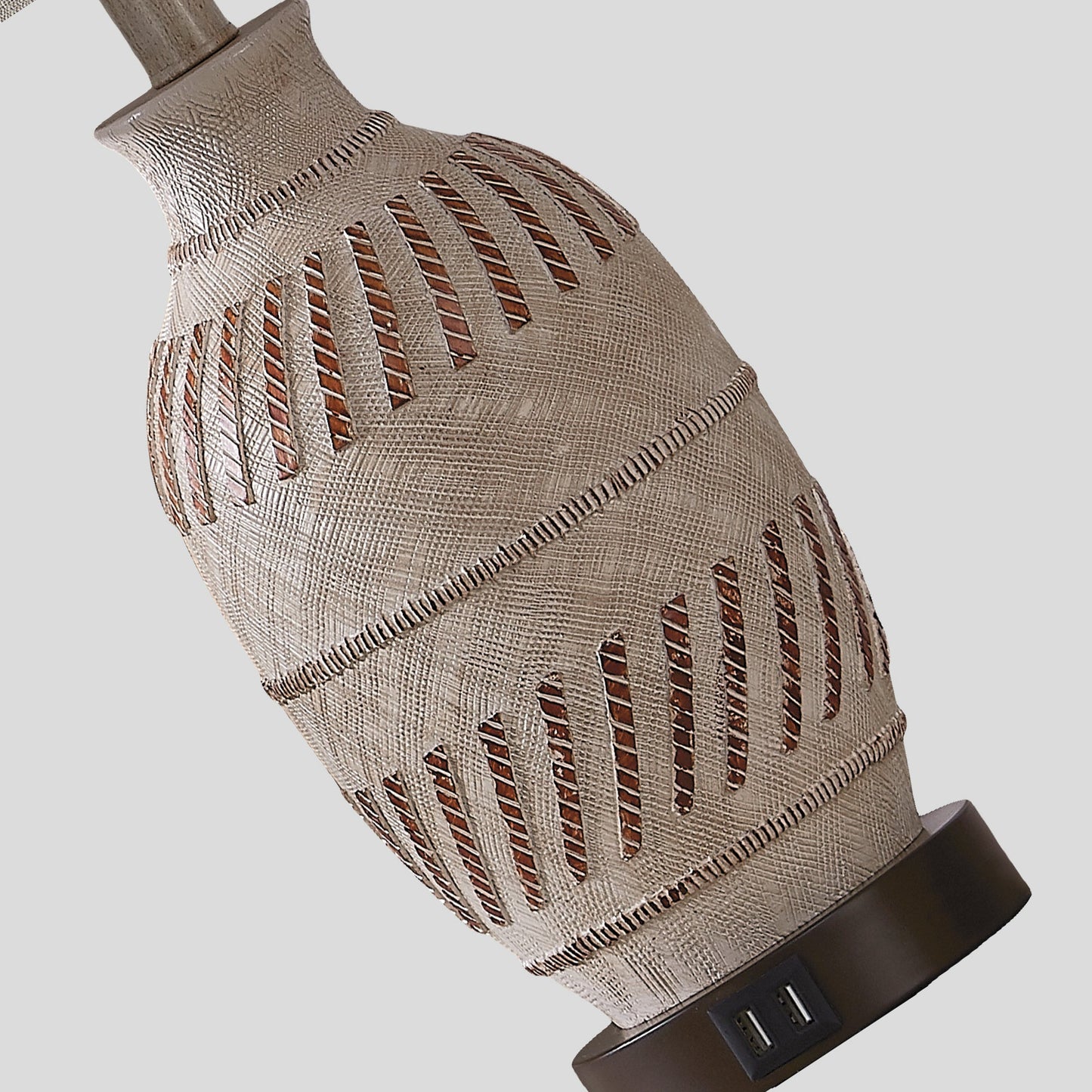Cinkeda Table Lamp Beige Resin Carving Touch 3-Way Dimming (Set of 2)