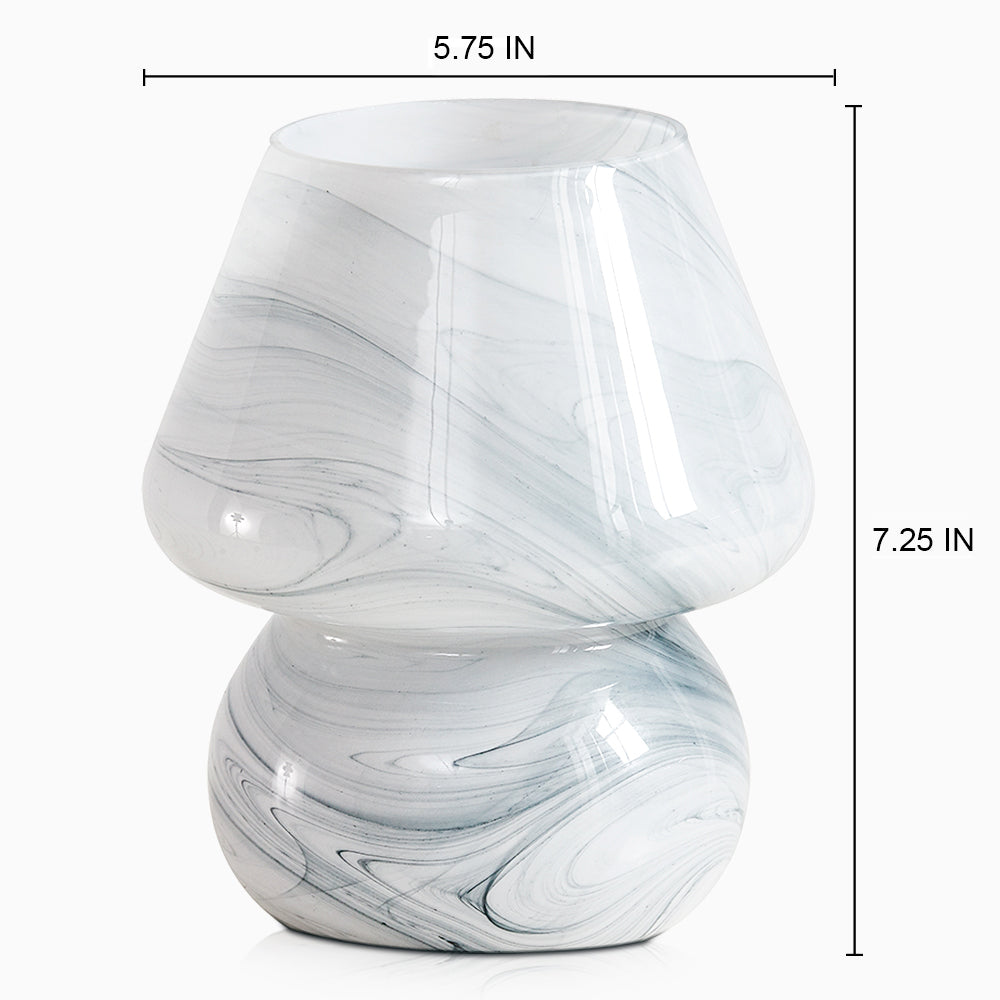 Cinkeda Table Lamp White Glass Mushroom Flowing Water-ink Texture