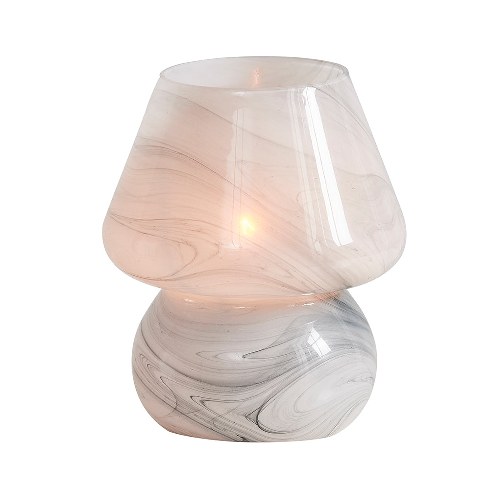 Cinkeda Table Lamp White Glass Mushroom Flowing Water-ink Texture