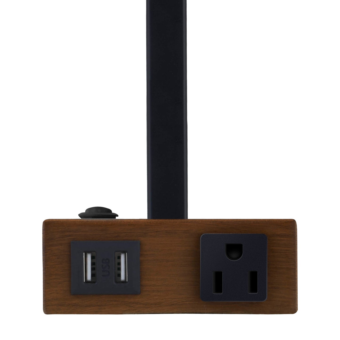 Table Lamp Black Metal Rocker Switch USB Port AC Outlet (Set of 2)