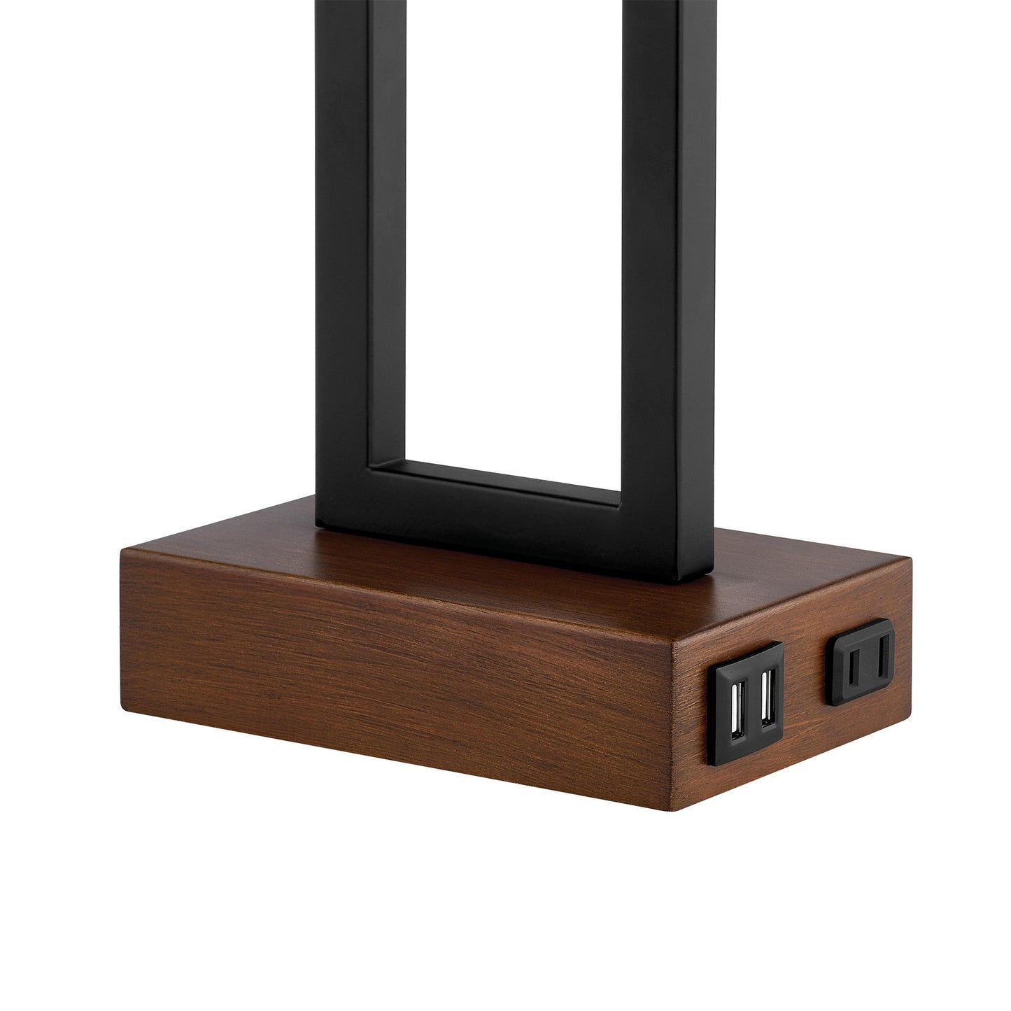 Cinkeda Table Lamp Metal Black AC Outlet USB Ports (Set of 2)