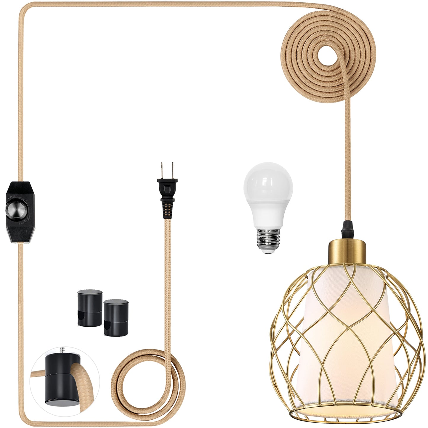 Cinkeda Pendant Light Gold Hollow Knockdown Shade