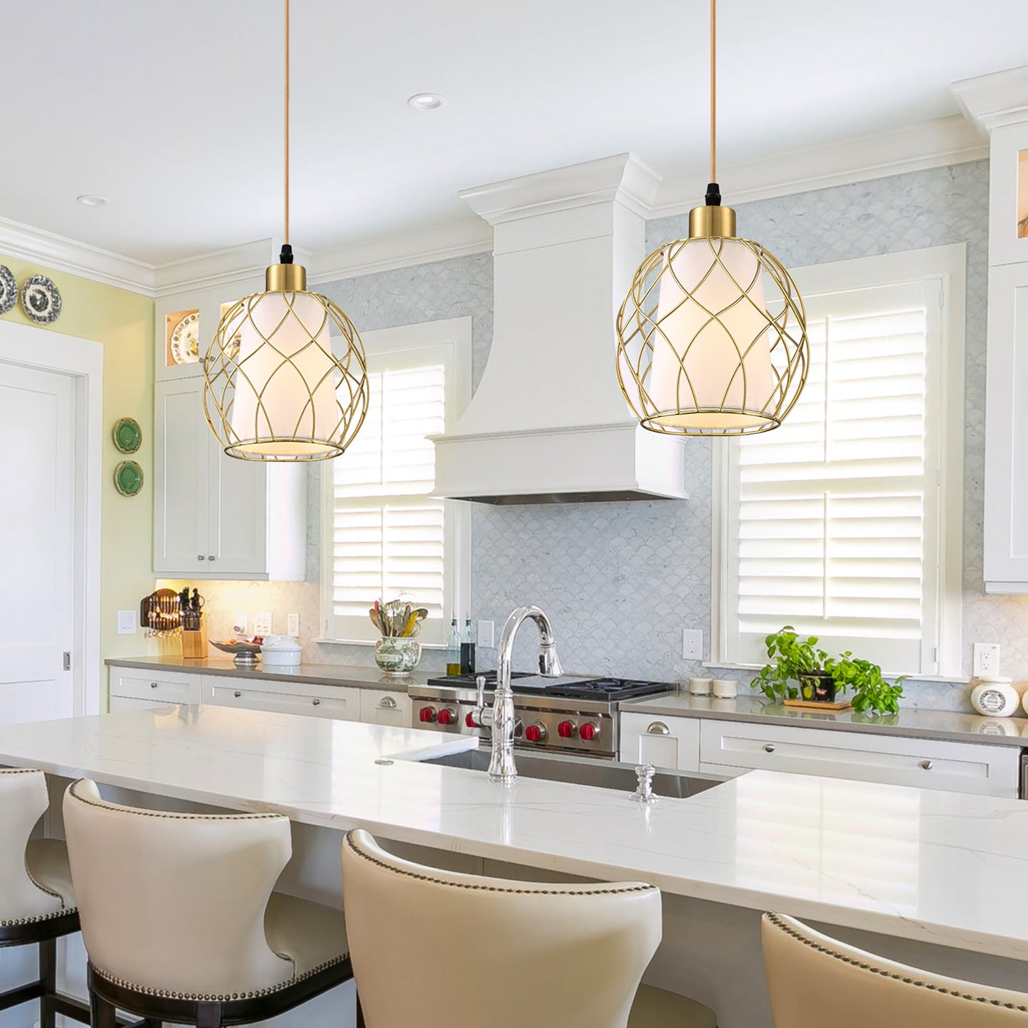 Cinkeda Pendant Light Gold Hollow Knockdown Shade