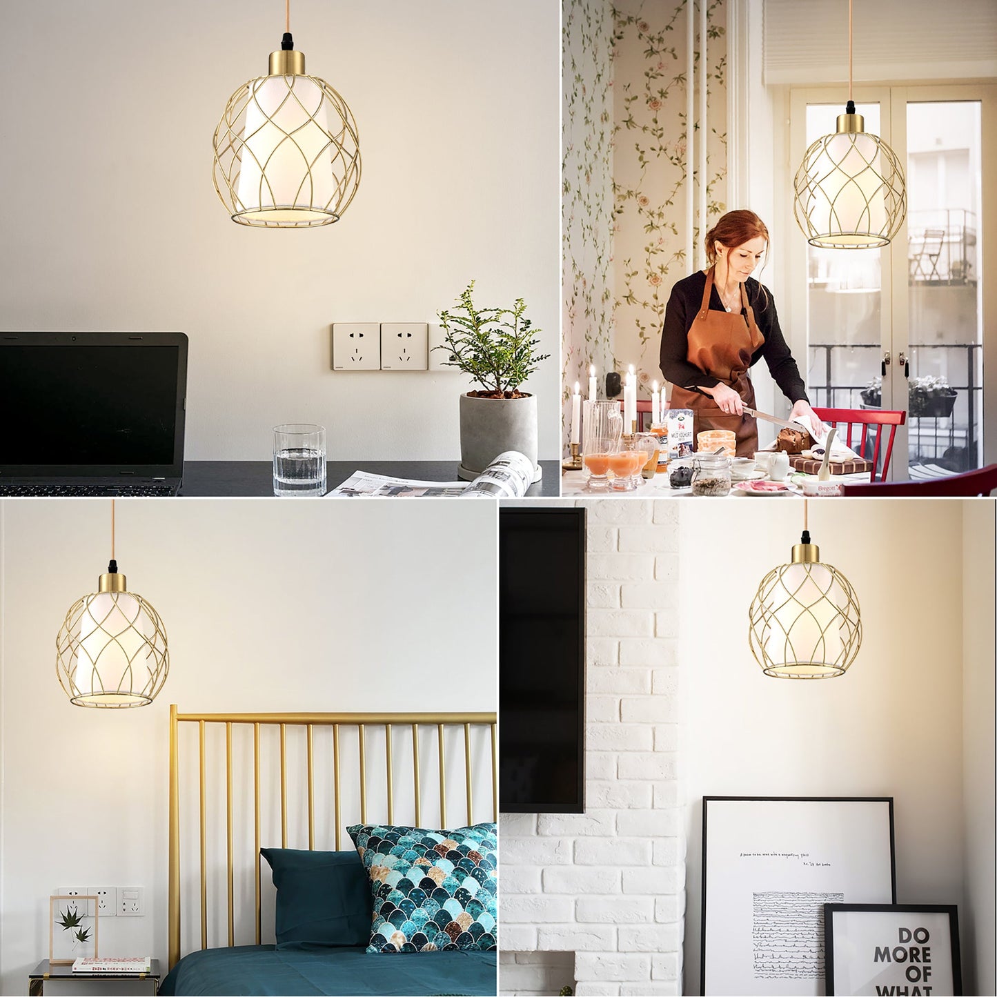Cinkeda Pendant Light Gold Hollow Knockdown Shade