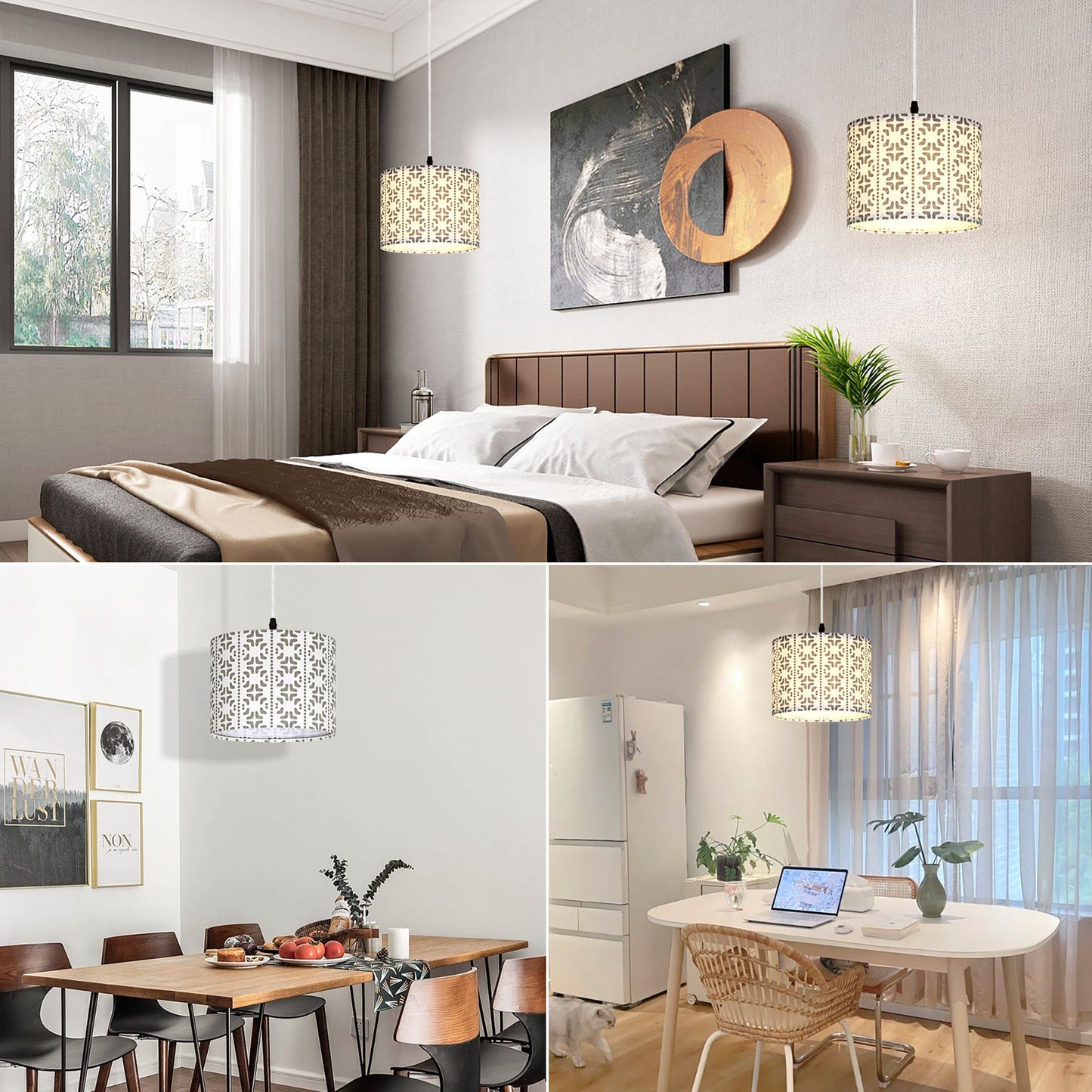 Cinkeda Pendant Light Pattern Shade Rotary Stepless Dimming