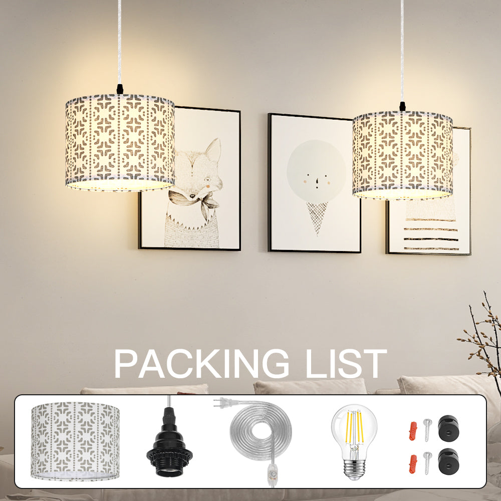 Cinkeda Pendant Light Pattern Shade Rotary Stepless Dimming