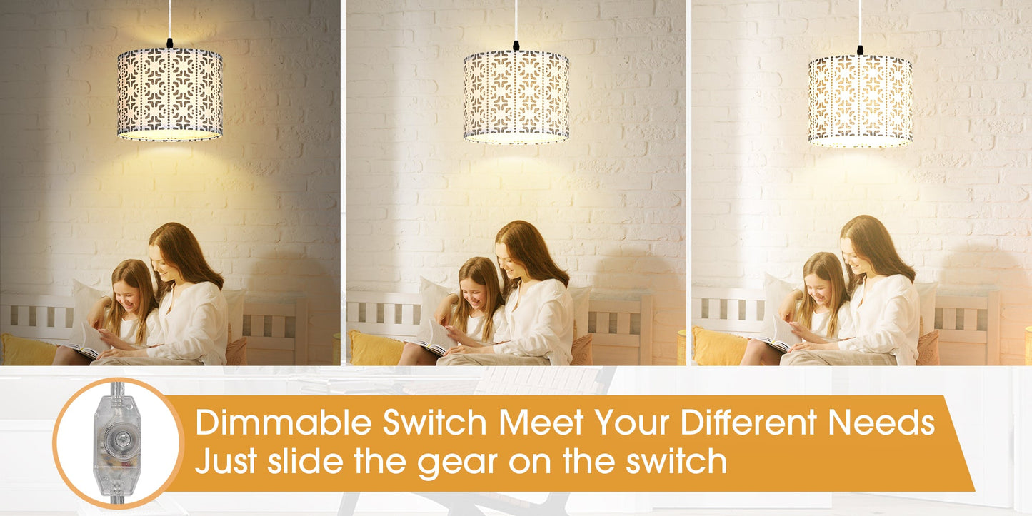 Cinkeda Pendant Light Pattern Shade Rotary Stepless Dimming