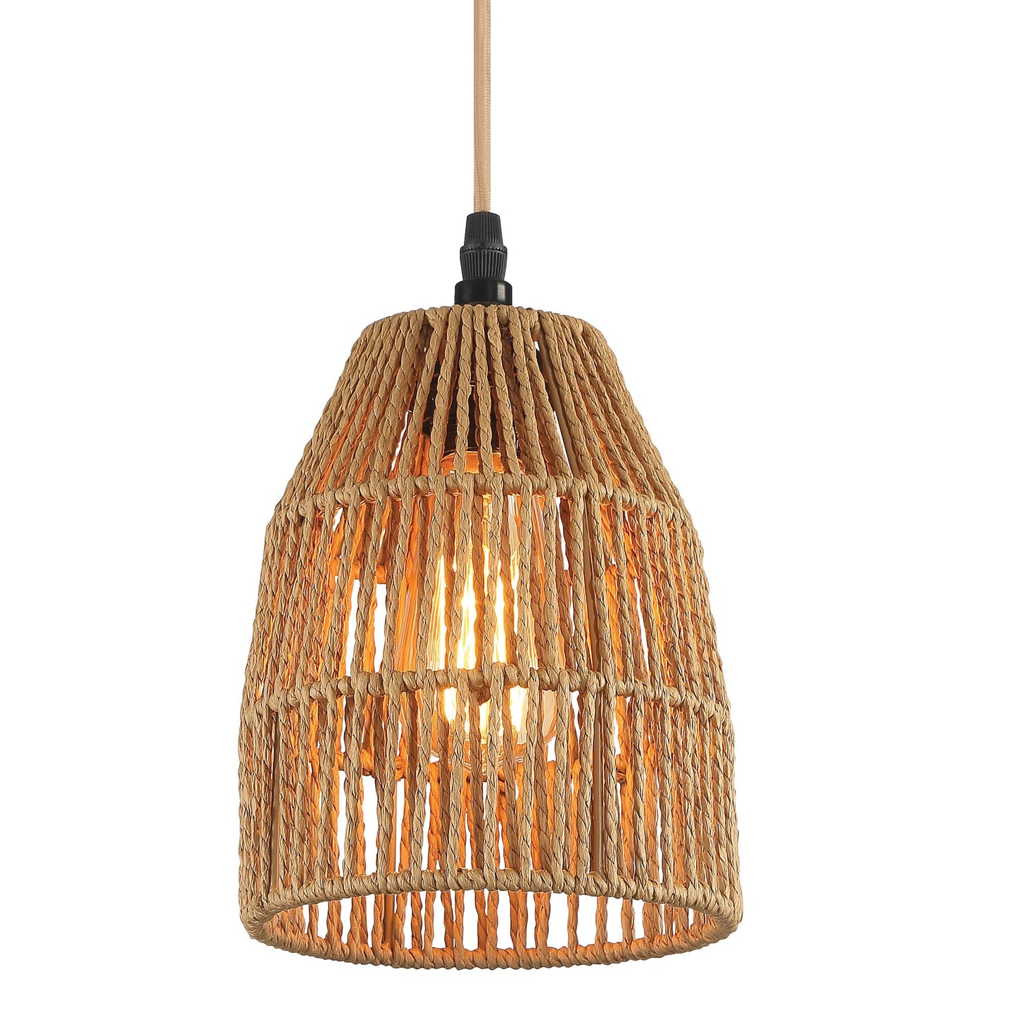 Pendant Light Brown Rattan Hollow Dome Shade Rotary Stepless Dimming