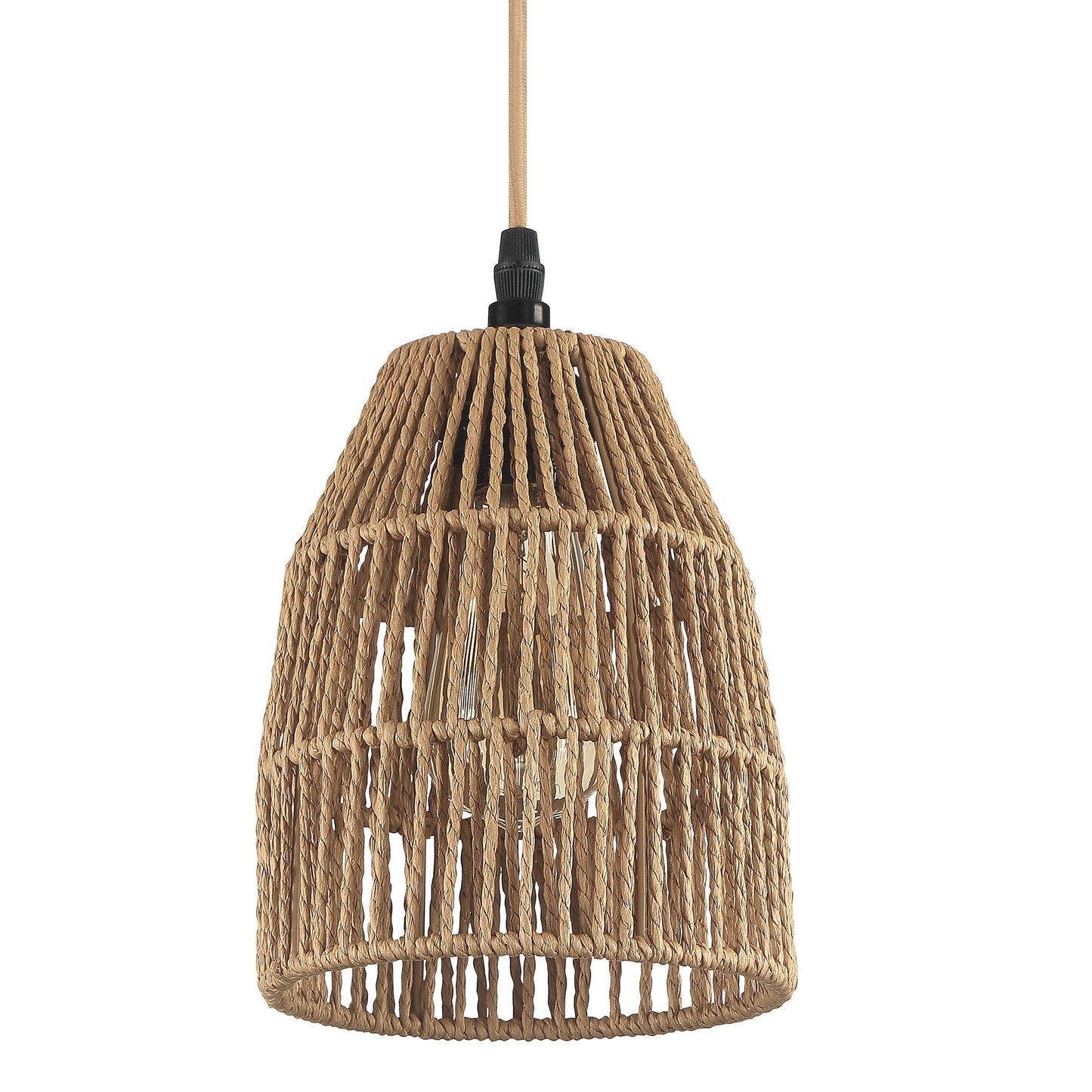 Pendant Light Brown Rattan Hollow Dome Shade Rotary Stepless Dimming