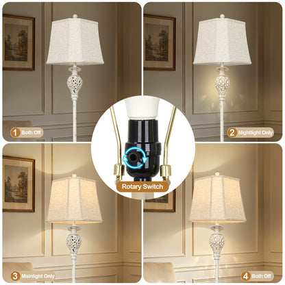 Cinkeda 67" Floor Lamp, Standing Lamp with Night Light & 4-Level Rotary Switch & Dimmable 3-Color Temp for Living Room, LED Bulb Included
