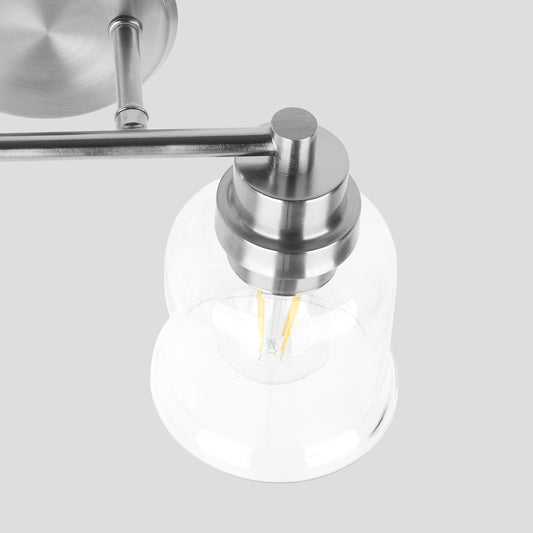One with Two Wall Lights Stainless Steel Base Frame Glass Shade