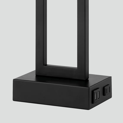 Cinkeda Table Lamp Metal Grey USB Ports Touch Dimming (Set of 2)