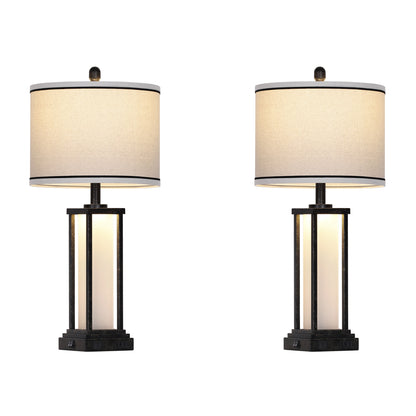 Modern Table Lamps with USB-C & USB Ports, AC Outlet, and Dual Lighting (Set of 2)
