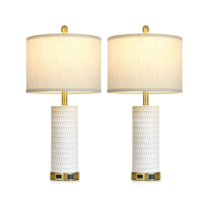 Modern Table Lamps with USB-C & AC Outlets, Touch Control, 27" Height(Set of 2)