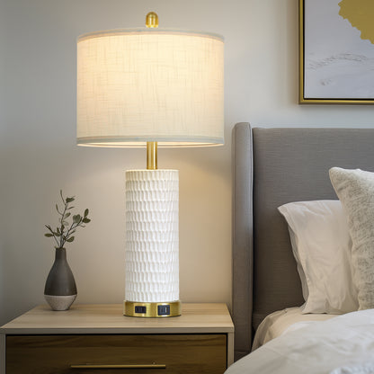 Modern Table Lamps with USB-C & AC Outlets, Touch Control, 27" Height(Set of 2)