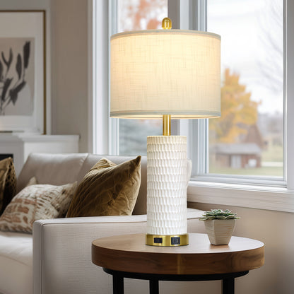 Modern Table Lamps with USB-C & AC Outlets, Touch Control, 27" Height(Set of 2)