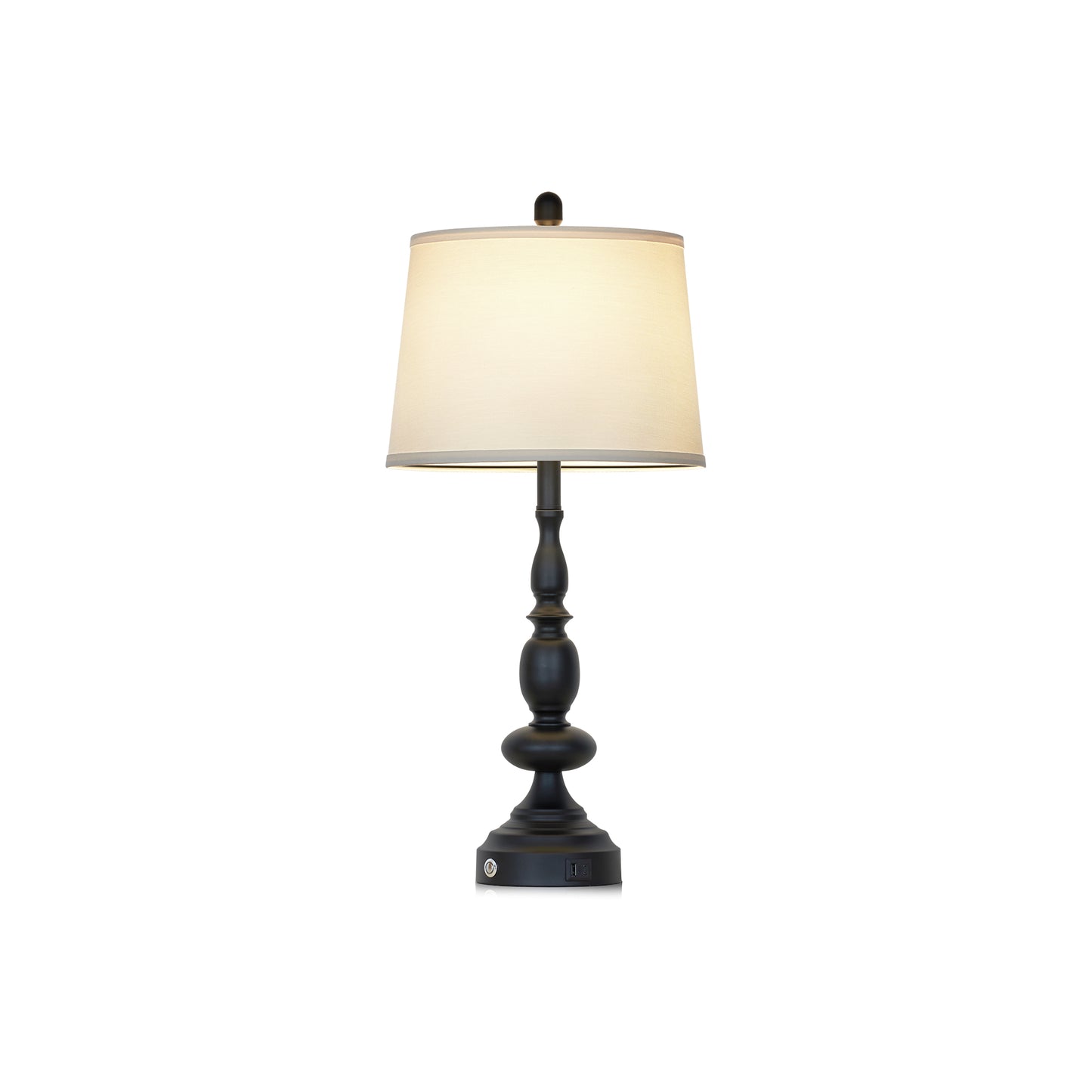 29'' Modern Classic Table Lamp with USB & Type-C Charging, 3000K Warm LED Dimmable Bulb, Linen Shade
