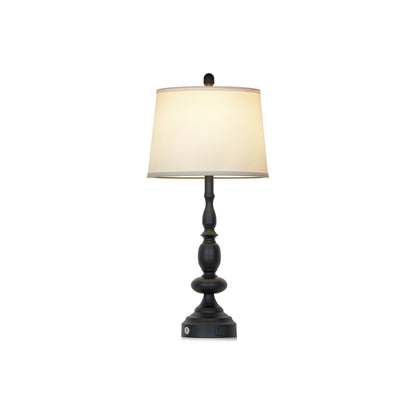 29'' Modern Classic Table Lamp with USB & Type-C Charging, 3000K Warm LED Dimmable Bulb, Linen Shade