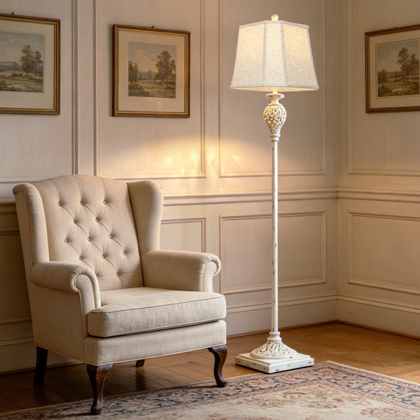 Cinkeda 67" Floor Lamp, Standing Lamp with Night Light & 4-Level Rotary Switch & Dimmable 3-Color Temp for Living Room, LED Bulb Included