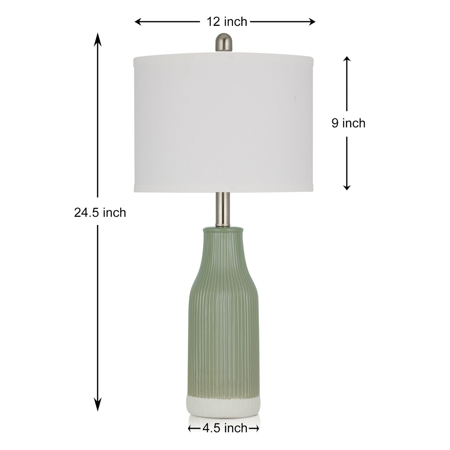 Cinkeda 24.5" Ceramic Table Lamps Set of 2 with Rotary Switch, Modern Farmhouse White Glaze & Drum Shade for Bedroom Living Room