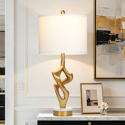 Cinkeda 29" Gold Table Lamp, 3-Color Temperature Dimmable Nightstand Lamp with Marble & Metal Base for Living Room Bedroom, LED Bulb Included