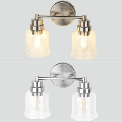 One with Two Wall Lights Stainless Steel Base Frame Glass Shade