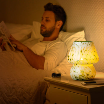 Green Art Glass Gourd Table Lamp Nightlight and Reading Lamp