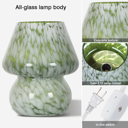 Green Art Glass Gourd Table Lamp Nightlight and Reading Lamp