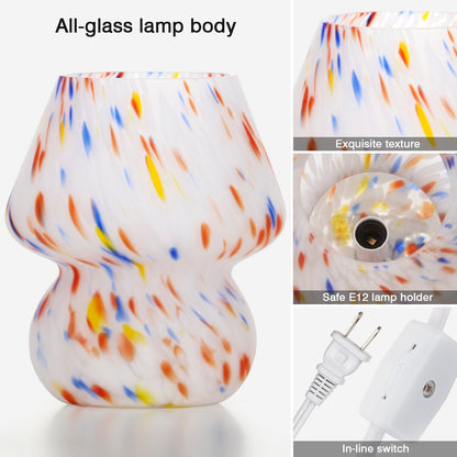Matte All-glass Table Lamp with In-line Switch and Colorful Dots Texture