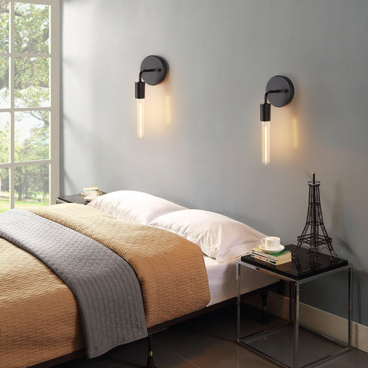 Wall Sconces Black Metal Matte Base without Shade