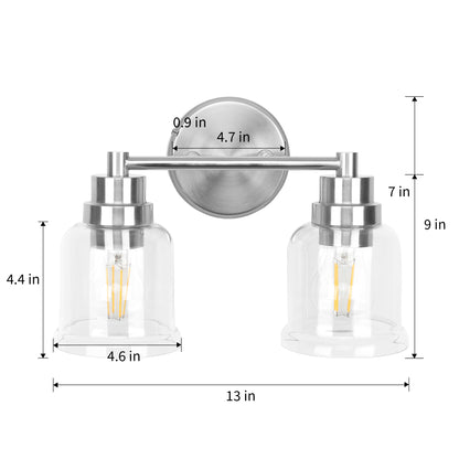 Single Wall Lights Stainless Steel Base Frame Glass Shade