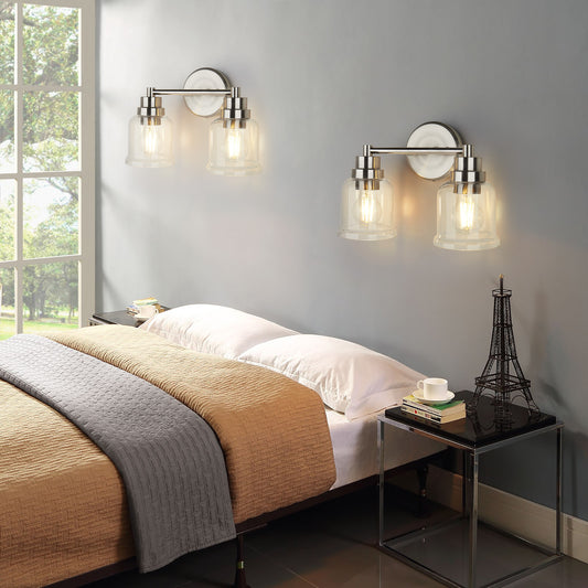 Single Wall Lights Stainless Steel Base Frame Glass Shade