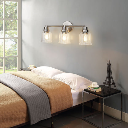 1 with 3 Wall Lights Stainless Steel Base Frame Glass Shade
