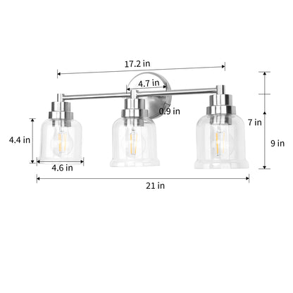 1 with 3 Wall Lights Stainless Steel Base Frame Glass Shade
