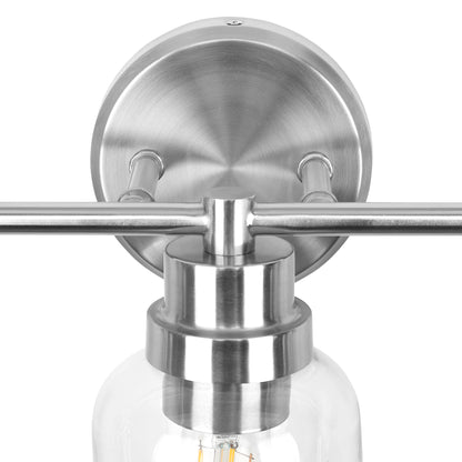 1 with 3 Wall Lights Stainless Steel Base Frame Glass Shade